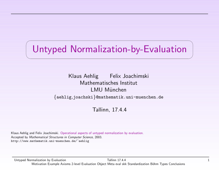 untyped normalization by evaluation