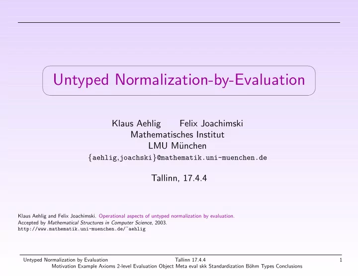 untyped normalization by evaluation