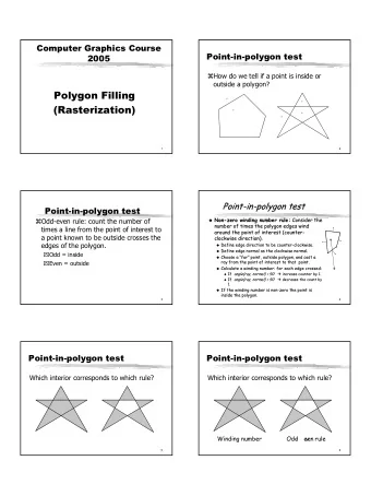 Polygon Filling  (Rasterization)  1  2  Point-  -in  in-  -polygon test  polygon test  Point