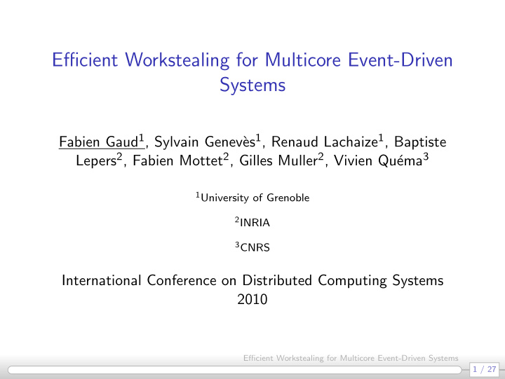 efficient workstealing for multicore event driven systems