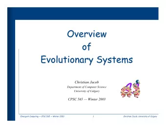 AI  AI  Department of Computer Science  University of Calgary  CPSC 565  Winter 2003  Emergent