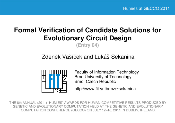 formal verification of candidate solutions for