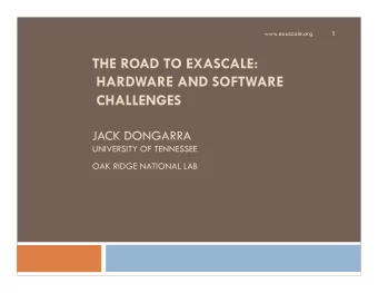 THE ROAD TO EXASCALE:  HARDWARE AND SOFTWARE  CHALLENGES  JACK DONGARRA  UNIVERSITY OF TENNESSEE