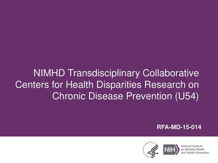 nimhd transdisciplinary collaborative centers for health