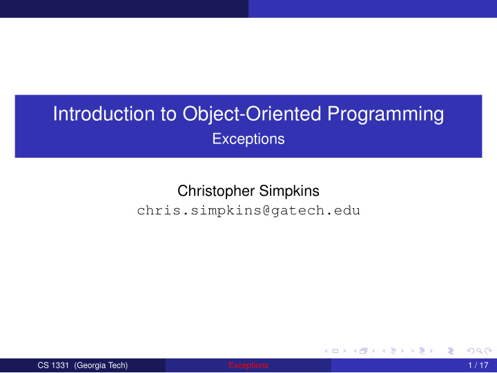 introduction to object oriented programming