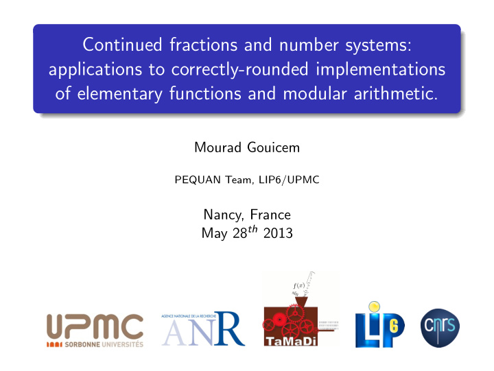 continued fractions and number systems applications to