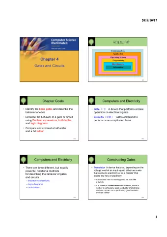 Chapter 4  Programming  Hardware  Gates and Circuits  Information  2-2  Chapter Goals  Computers
