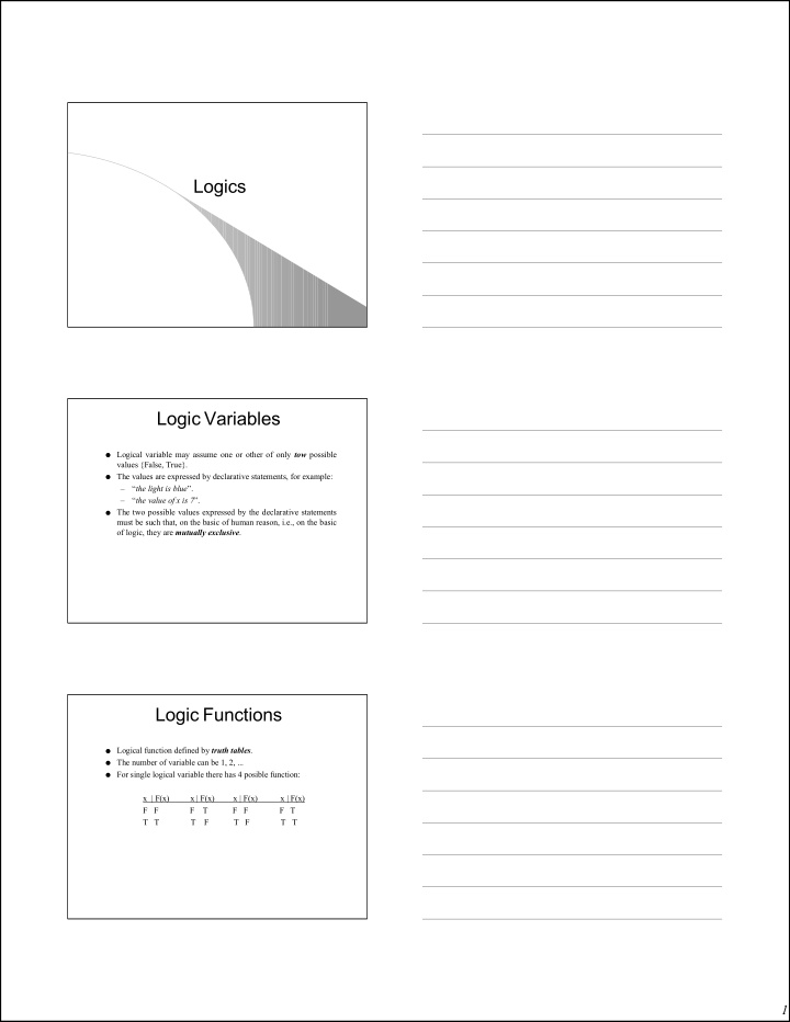 logics logic variables