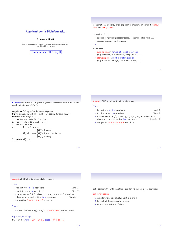 algoritmi per la bioinformatica