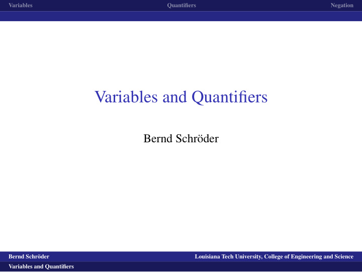 variables and quantifiers