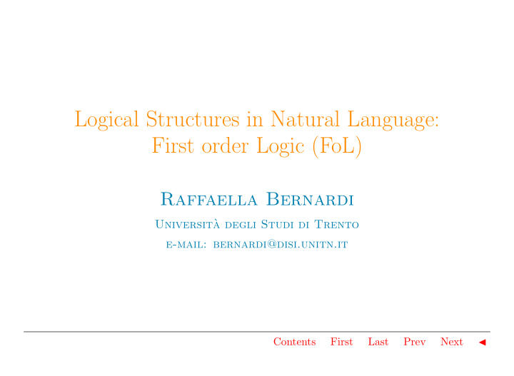 logical structures in natural language first order logic