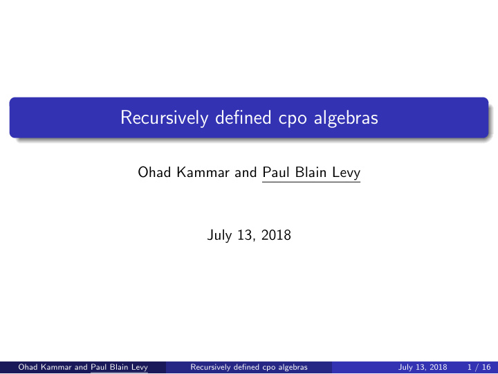 recursively defined cpo algebras