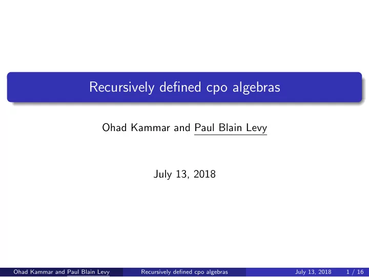 recursively defined cpo algebras