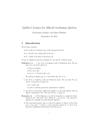 Quillens Lemma for affinoid enveloping algebras  Konstantin Ardakov and Simon Wadsley  September