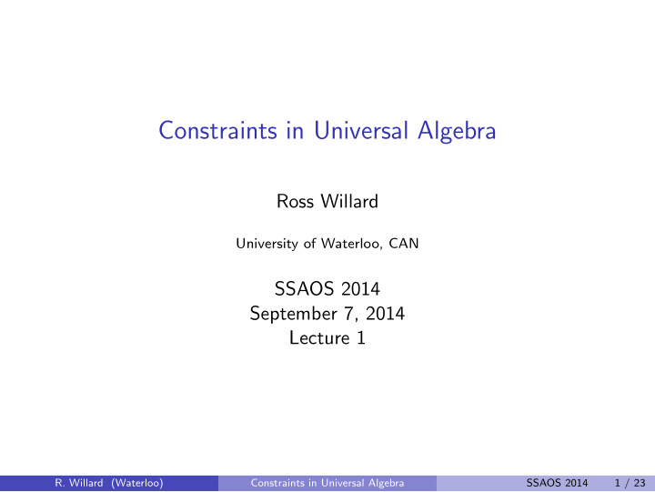 constraints in universal algebra