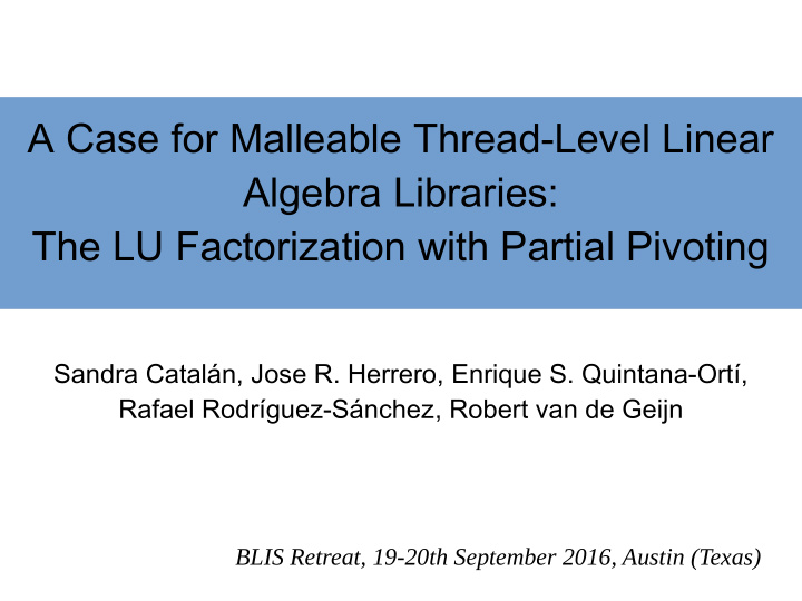 a case for malleable thread level linear algebra