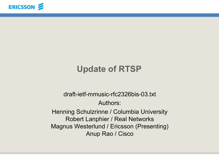 update of rtsp