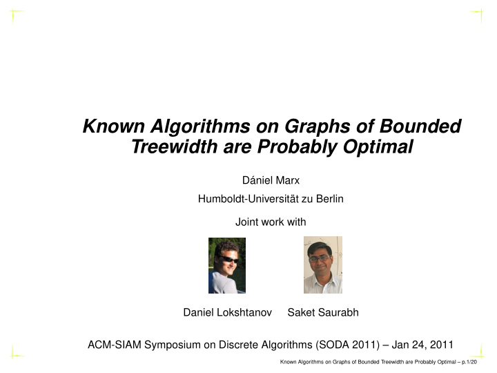 known algorithms on graphs of bounded treewidth are