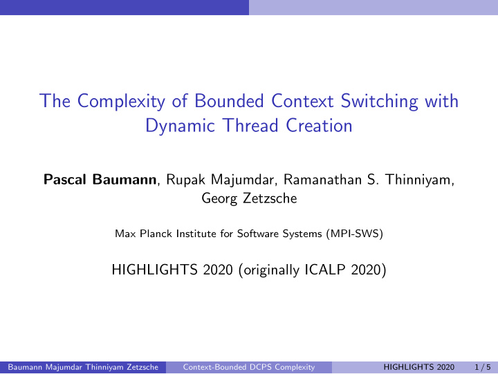 the complexity of bounded context switching with dynamic