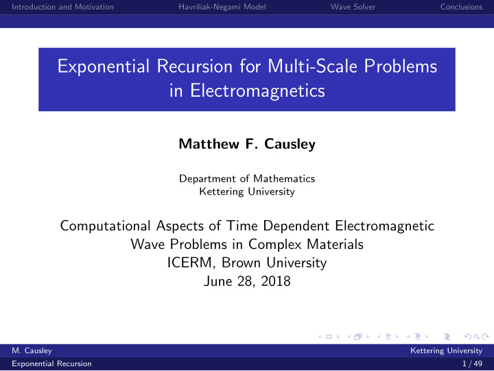 exponential recursion for multi scale problems in