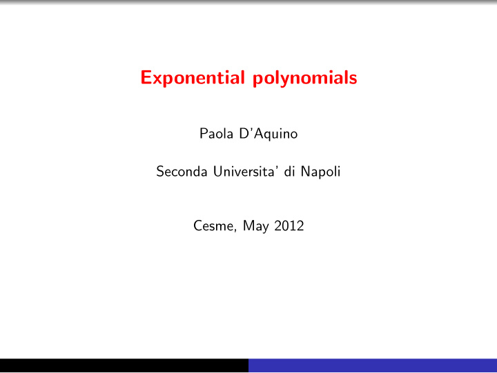 exponential polynomials