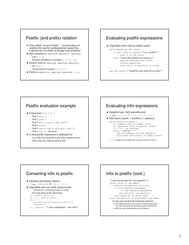 postfix and prefix notation evaluating postfix expressions