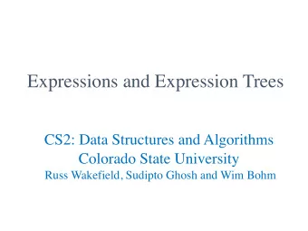 Expressions and Expression Trees  CS2: Data Structures and Algorithms  Colorado State University