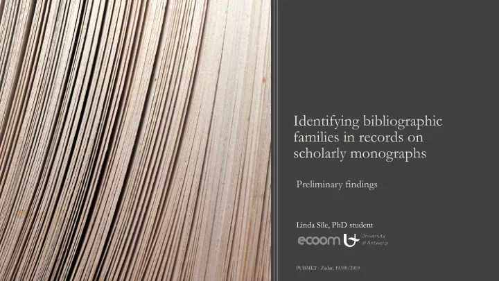 identifying bibliographic families in records on