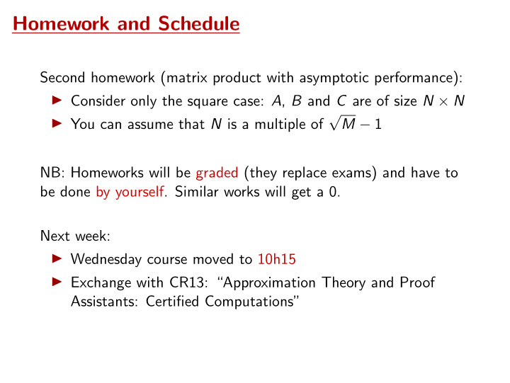 homework and schedule