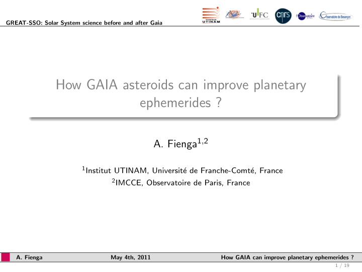 how gaia asteroids can improve planetary ephemerides