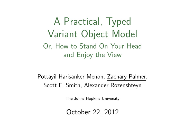 a practical typed variant object model