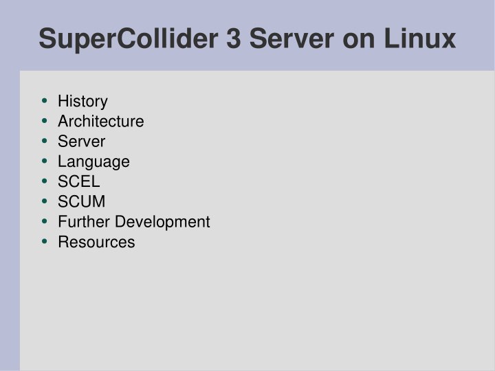 supercollider 3 server on linux