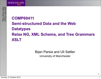 COMP60411  Semi-structured Data and the Web  Datatypes  Relax NG, XML Schema, and Tree Grammars