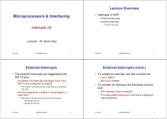 Microprocessors &amp; Interfacing   External interrupts   Internal interrupts