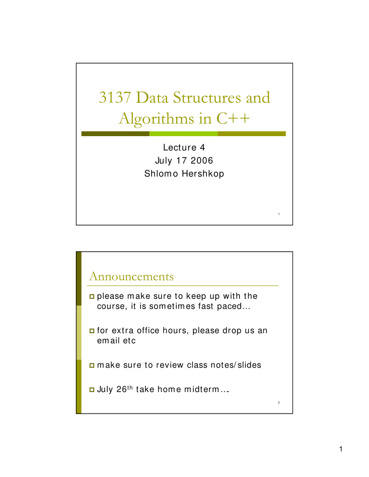 3137 data structures and algorithms in c