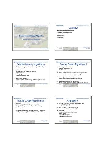 Overview  External&quot;Memory Algorithms  ParallelGraphAlgorithms  Application