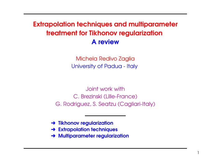 extrapolation techniques and multiparameter treatment for
