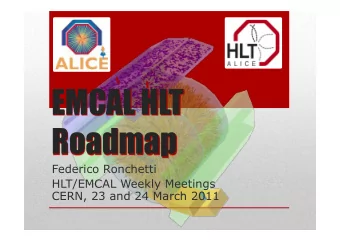 EMCAL HLT  Roadmap  Federico Ronchetti  HLT/EMCAL Weekly Meetings  CERN, 23 and 24 March 2011