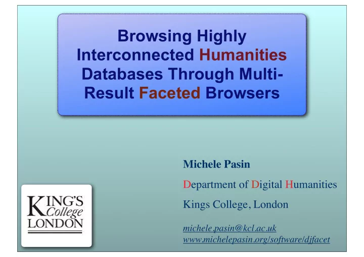 browsing highly interconnected humanities databases