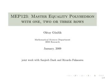 MEP123: Master Equality Polyhedron  with one, two or three rows  Oktay G  unl  uk  Mathematical