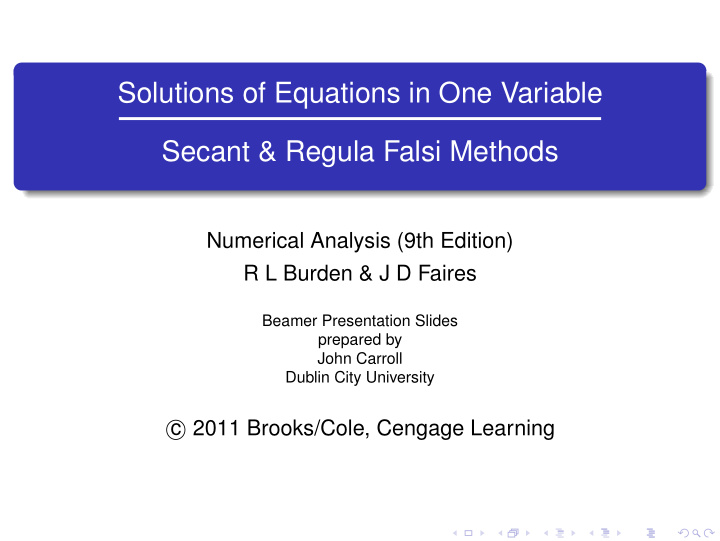 solutions of equations in one variable secant regula