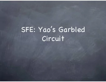 SFE: Yaos Garbled Circuit   Oblivious Transfer  IDEAL World  Pick one out of two,  without