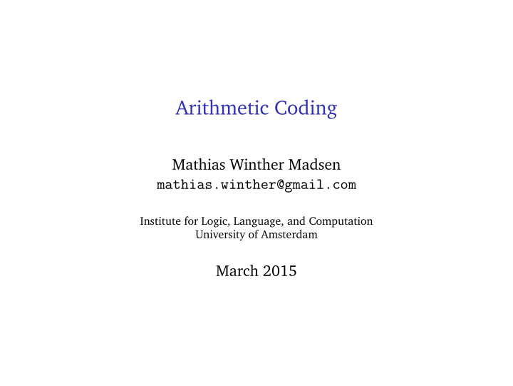 arithmetic coding