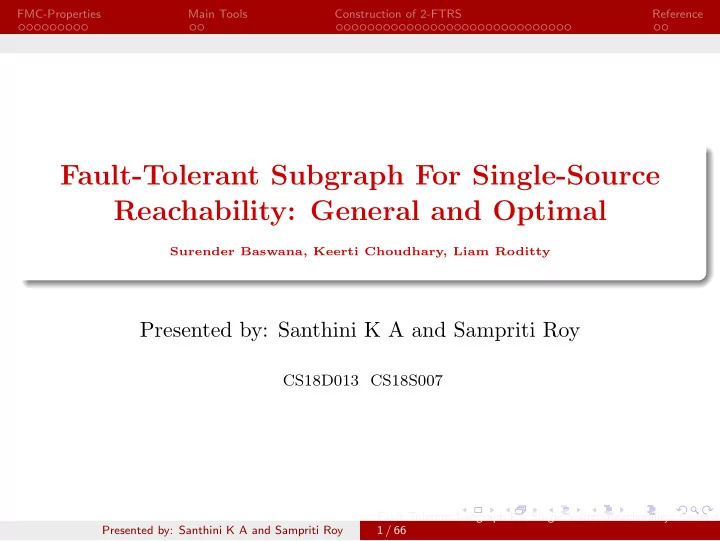 fault tolerant subgraph for single source reachability