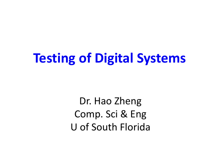 testing of digital systems