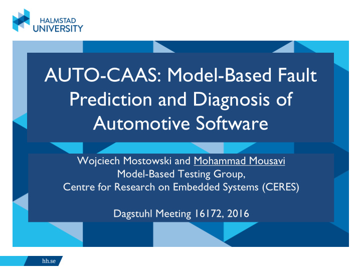 auto caas model based fault prediction and diagnosis of