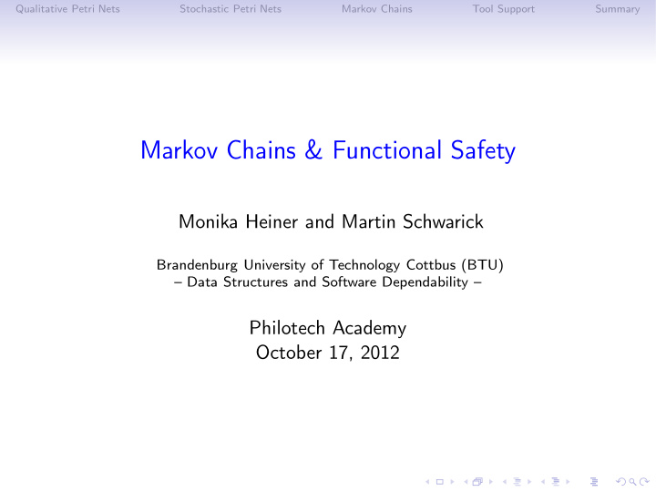 markov chains functional safety