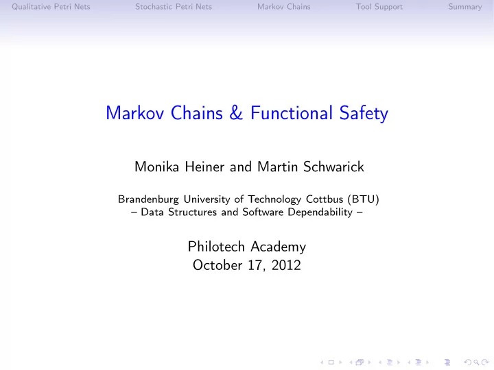 markov chains functional safety