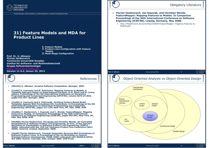 31 feature models and mda for product lines