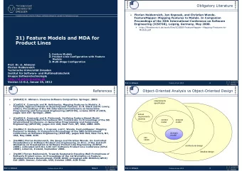 31) Feature Models and MDA for  Product Lines 1. Feature Models 2. Product Linie Configuration with